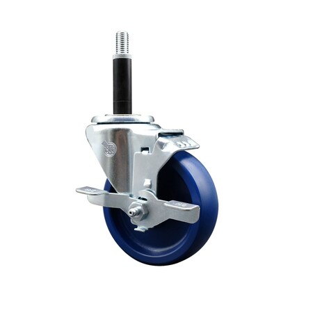 Service Caster 4'' SS Solid Poly Swivel 3/4'' Expanding Stem Caster with Brake SCC-SSEX20S414-SPUS-TLB-34